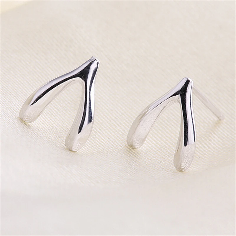 RONGQING 1 пара/лот посеребренные серьги-гвоздики в виде костяных желаний ювелирные