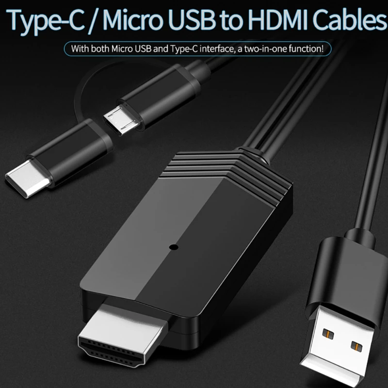 2 в 1 проводной экранный преобразователь Тип C/Micro USB 1080 P Высокое разрешение