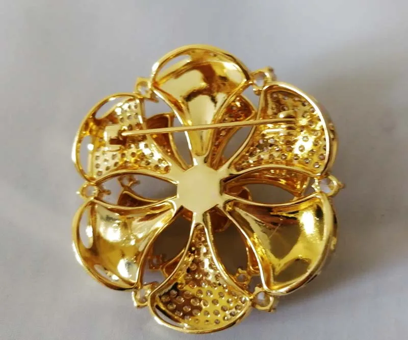 freshwater pearl brooch yellow coin flower 45mm FPPJ wholesale beads nature unique | Украшения и аксессуары