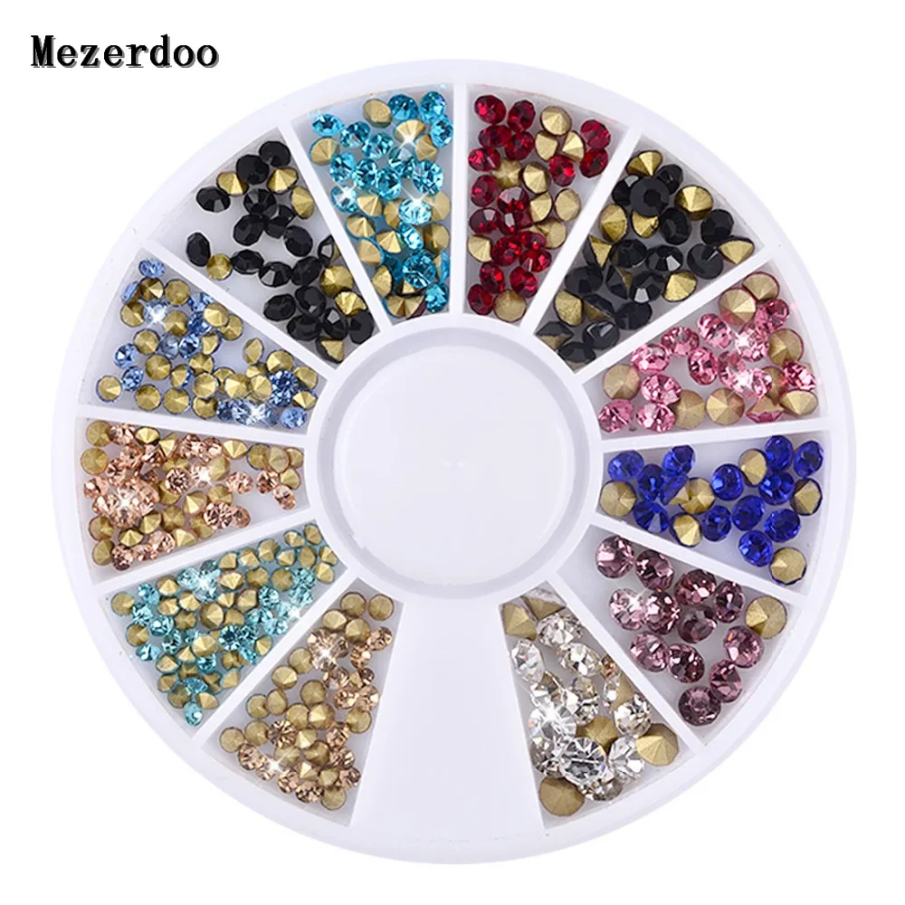 

Mixed Colorful Cone Style Manicure DIY Wheel 3D Tips Studs Shine Rhinestone Crystal Nail Art Accessorie Glitter Decoration Tools