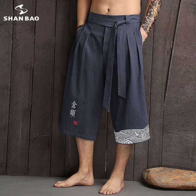 SHANBAO фирменные оригинальные хлопковые Модные свободные шаровары с вышивкой в