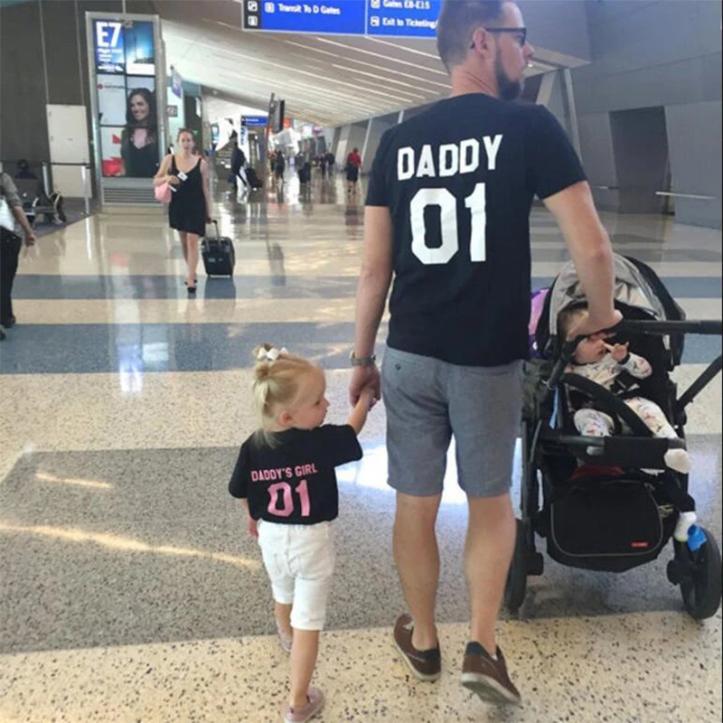 Одежда для папы и дочки одинаковые комплекты семьи Daddys хлопковые совпадающие
