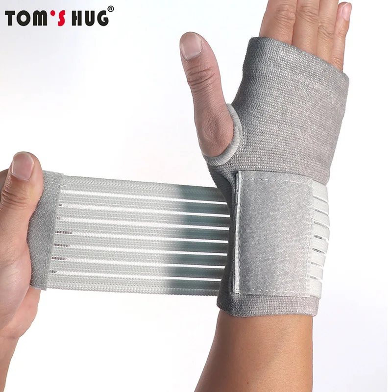 

Tom's Hug Professional Sports Wristbands Wrist Support 1 Pair Pressurizable Bandage Palm Protect Wrist Brace Wristband Grey