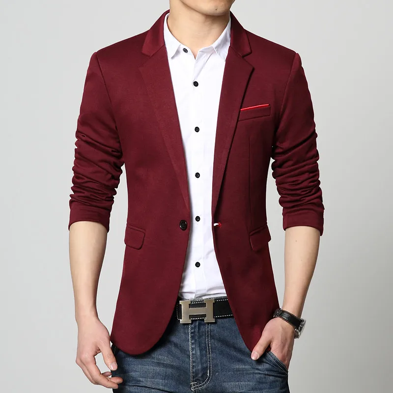 3625 Dark Red Новое поступление Блейзер мужское хлопковое белье soild 4 цвета мужской костюм плюс размер мужской приталенный Блейзер мужские костюмы куртка 4XL 5XL 6XL - Цвет: 3625 Dark Red