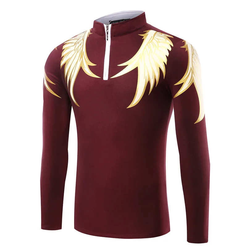 

New MEN TShirt Mens Clothing Long Sleeve T-shirt Printing Wings Tee Shirts Male TShirt Homme Slim Fit Fashion Tshirts