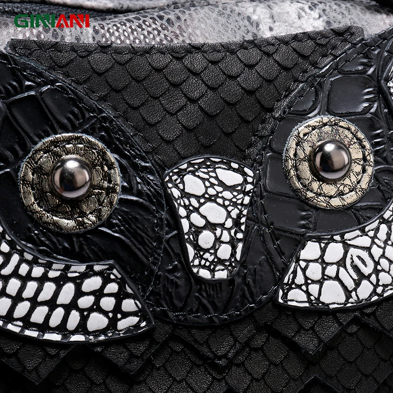 Женская маленькая сумка из натуральной бычьей кожи jiniani змеиной с изображением