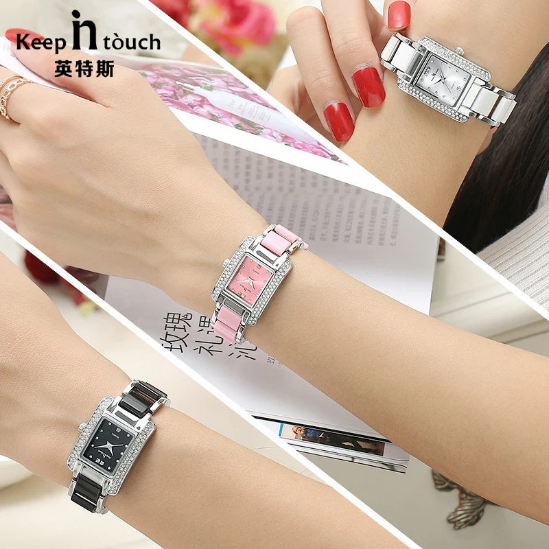 Reloj Mujer Новинка 2017 года Элитный Бренд стразы Кварцевые часы Женские прямоугольник
