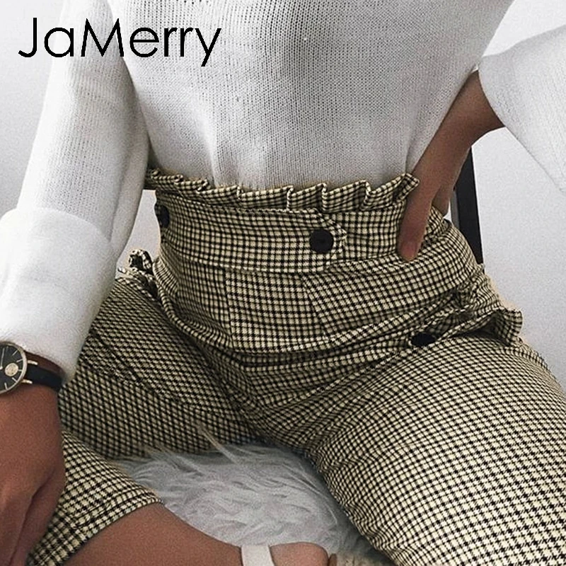 Женские винтажные брюки-шаровары JaMerry с высокой талией на молнии кнопках для