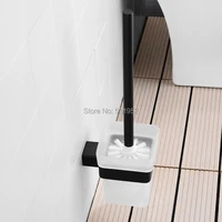 wall mounted toilet brush holder set with frosted glass cup matte black bathroom shelf toilet brush bowl holder