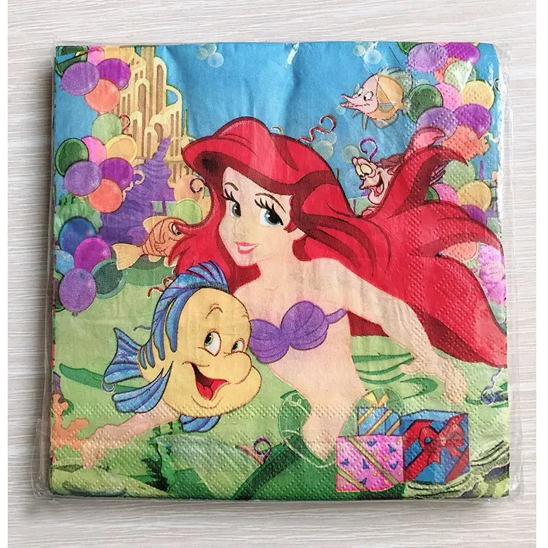 Napkin 20pcs 20 шт./компл. платье в стиле Русалочки с Бумага чашки+ пластин Свадебные украшения ко дню рождения Baby Shower фестиваль для детей посуда вечерние поставки - Цвет: Napkin 20pcs