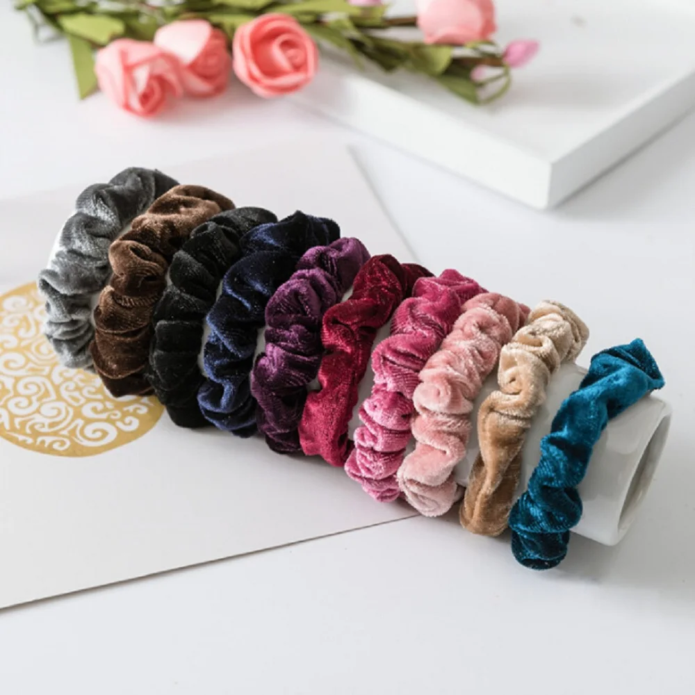 New Fashion Luxury Soft Feel Velvet Hair Scrunchie Ponytail Donut Grip Loop Holder Stretchy band for women | Красота и здоровье