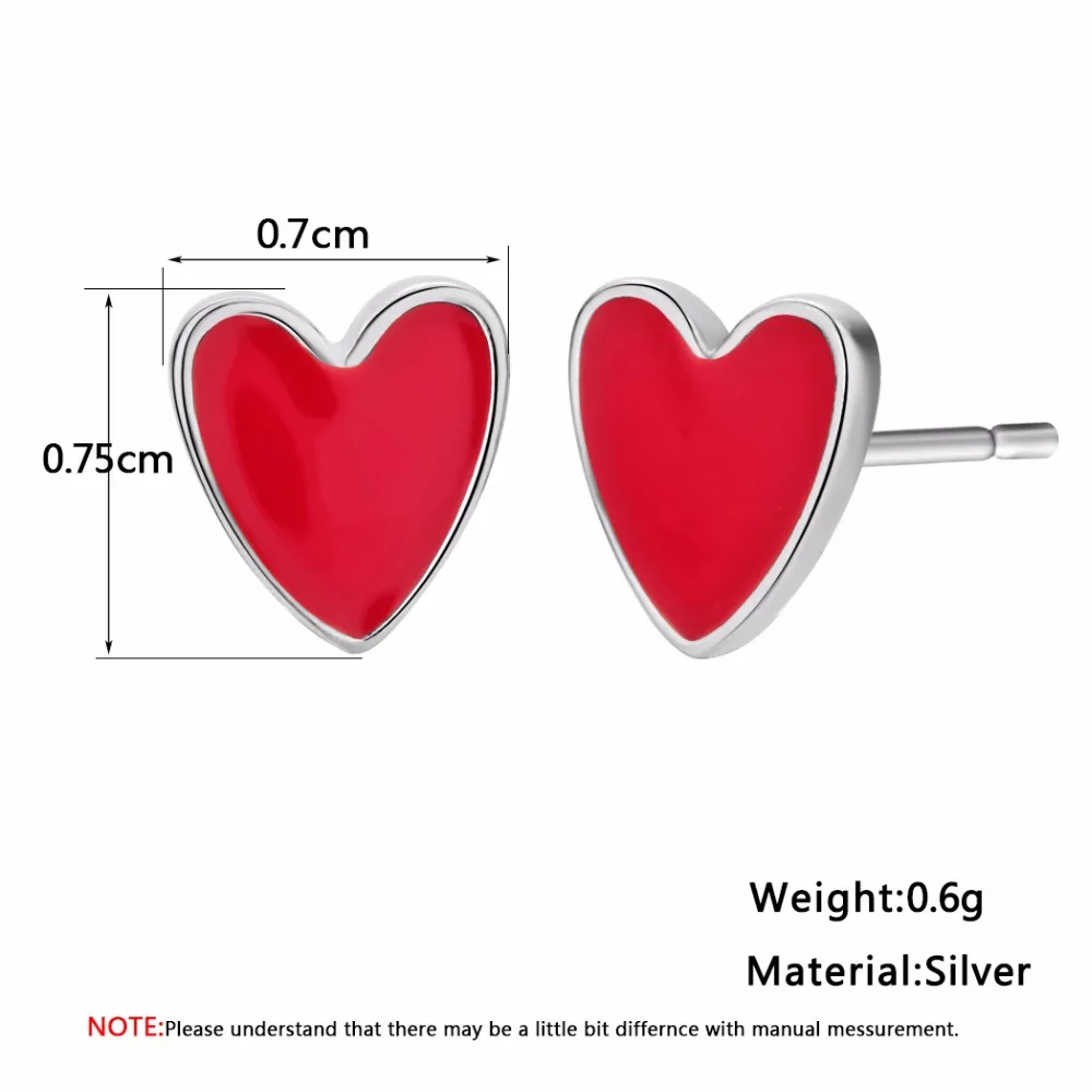 Женские серьги гвоздики QIAMNI романтические красные эмалированные в форме сердца