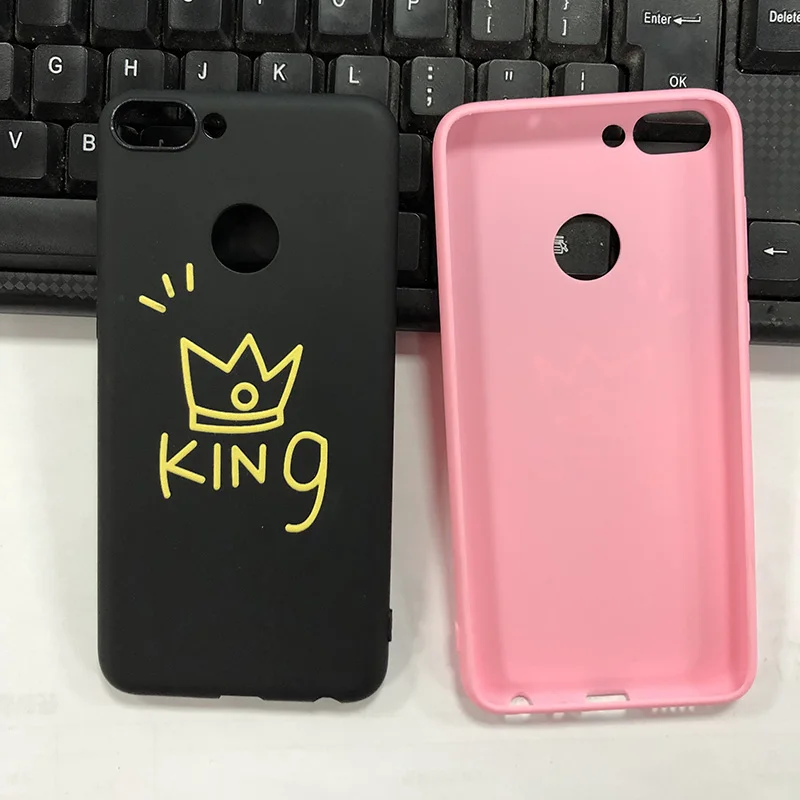 Для Huawei P умный чехол 5 65 дюймов пара Розовый Королева Король Мягкий ТПУ полный