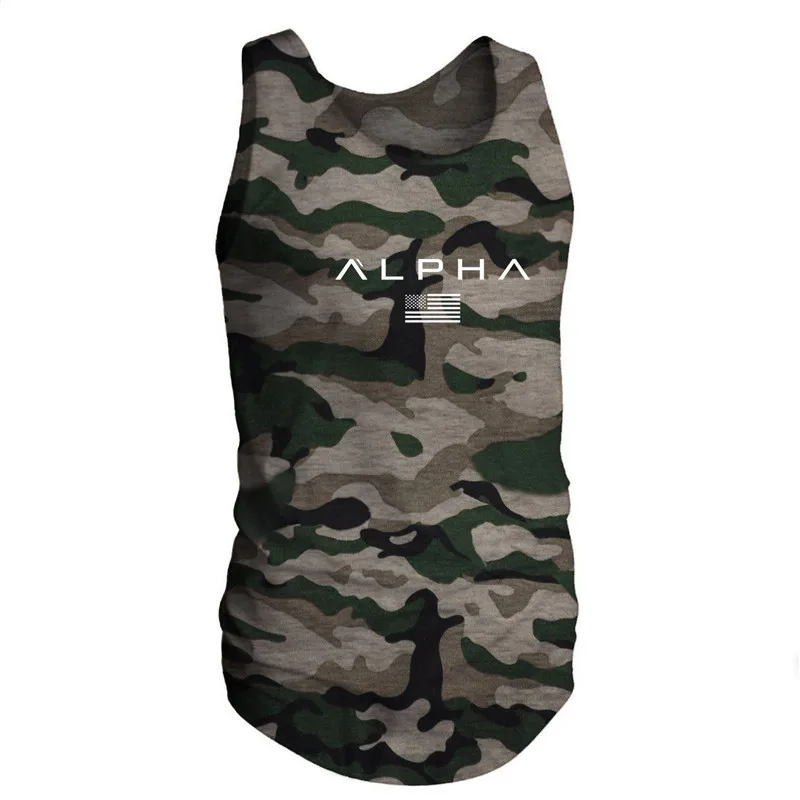 Camo Big Logo Мужская летняя майка для тренажерного зала, фитнеса, бодибилдинга, модная мужская одежда, облегающая дышащая майка без рукавов - Цвет: Camo Big Logo
