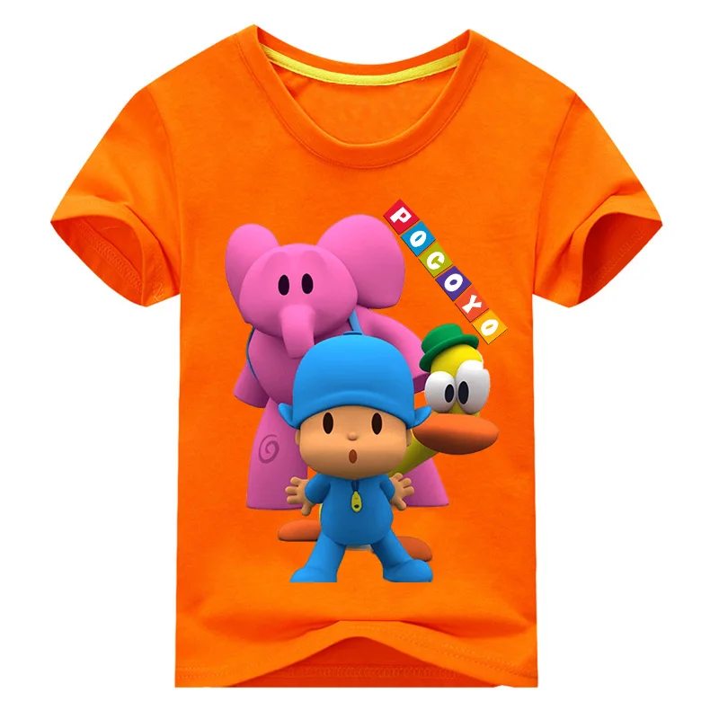 Новая футболка с 3D забавным рисунком Pocoyo для мальчиков футболка с короткими рукавами для девочек, топы для От 1 до 11 лет, детская одежда детская футболка DX052