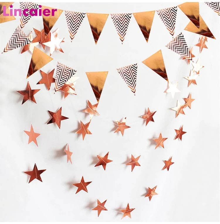 Lincaier Вымпел Баннер с днем рождения украшения Дети Babyshower гирлянда для взрослых розовое золото серебро 12 флагов Nurser поставки