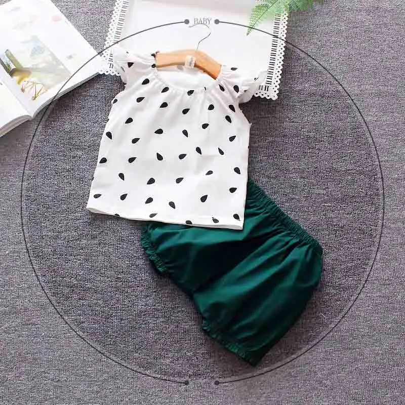 2019 г. Комплект летней одежды для девочек новая хлопковая футболка без рукавов +