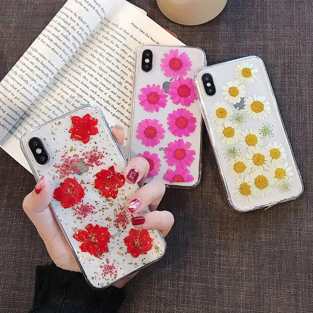 Настоящие сухие цветы Красочные розы ромашки задняя крышка для iphone 8 6 6s 7 plus xs max xr x