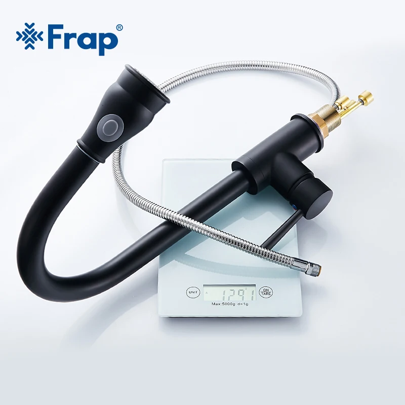 Frap Новое поступление выдвижной кухонный кран черный смеситель для раковины