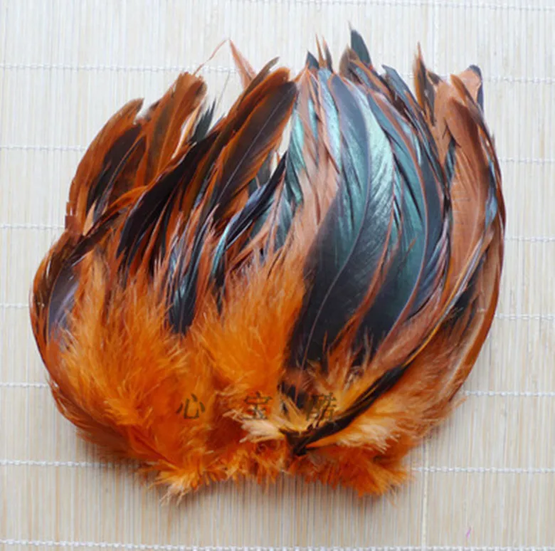 

wholesale natural orange 100pcs/lot ecru Beautiful Rooster feathers 12.5-20cm/ 5-8''