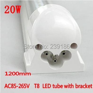4 шт./партия, светодиодный светильник T8, 1200 мм, 20 Вт, AC85-265V, 4 фута, 2835SMD светодиодный светильник с кронштейном, флуоресцентная трубка