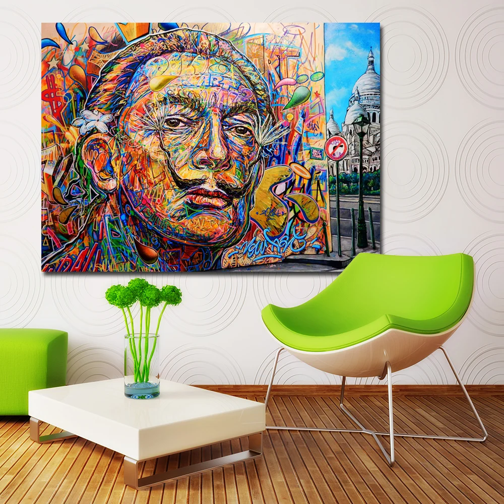 Самоотверженный Salvador Dali красочный портрет маслом стены искусства холст плакаты печать для гостиной украшения дома