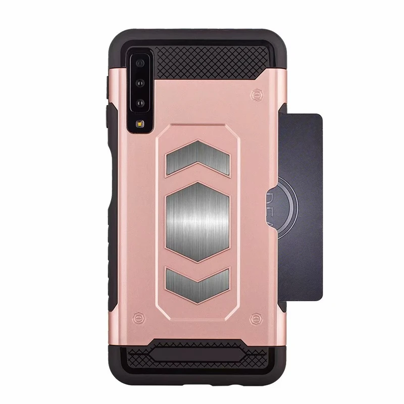 Heavy Duty Car Magnet Armor Case For Samsung Galaxy A7 2018 A750 Shockproof Cover Back Card Slots | Мобильные телефоны и