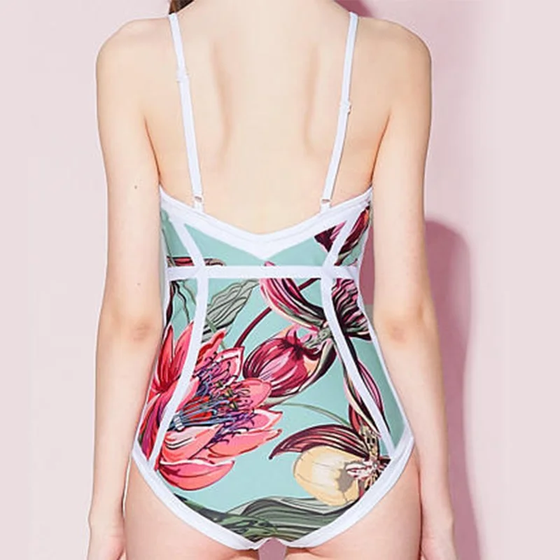 2019 голубая Лилия цельный купальник женский с v образным вырезом Летний Пляжный