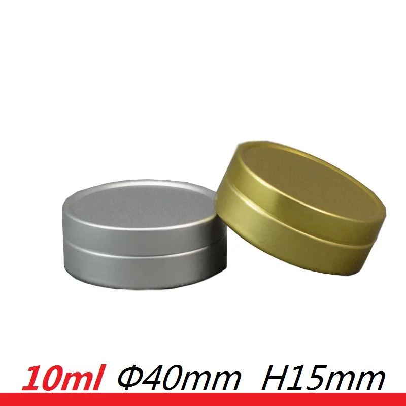 10g Gold Aluminum jar with Rolled Edges Top and Matching lids Cosmetic cream jar pot for lip balm pomade sample 10ml metal can