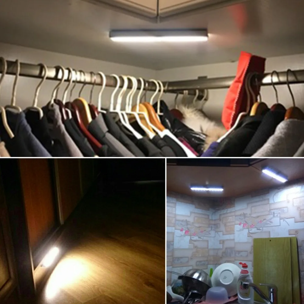

PIR Motion Sensor LED Under Cabinet Light 6 LEDs Human Motion Activated On Off LED Wall Lamp Stairs Kitchen Wardrobe lighting