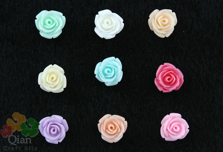 

250pcs small lovely mixed colors resin rose,Cabochons Great for Rings and Bobby Pins,Jewelry pendants 12mm