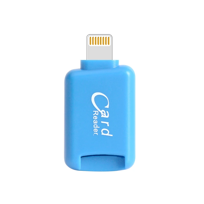 Синий BRU картридер для айфона картридер Tf кардридер для Iphone Ipad Ipod мини Lightning кардридер внешняя Micro Tf Память для Ios 8 и выше - Цвет: Синий