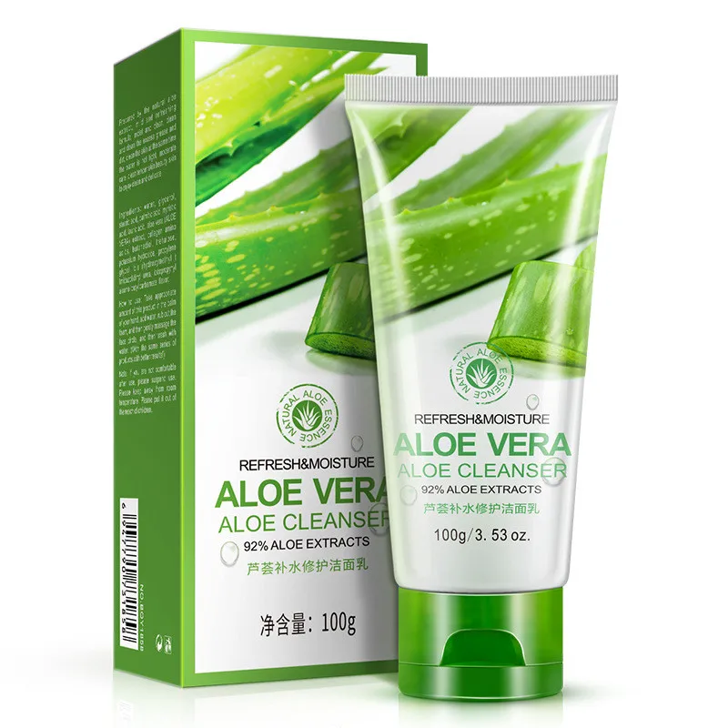BIOAQUA 1PC Aloe Vera Facial Cleanser Moisturizing Hydrating Shrink Pores Essence Face Cleansing Care 100g | Красота и здоровье