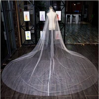 3 5 meters long wedding veils with applique lace luxury chapel train long bridal comb vail accessories white ivory