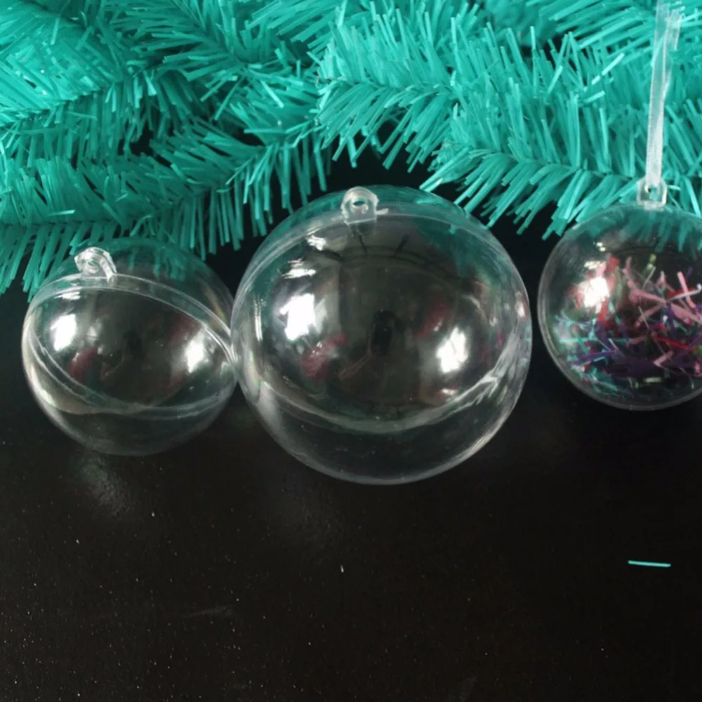 

40pcs 4/5/6/9cm Plastic Clear Christmas Decoration Hanging Ball Baubles Transparent Round Bauble Ornament Xmas Tree Home Party