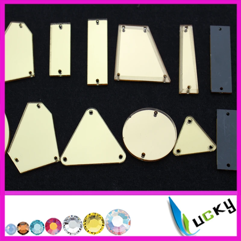 100 шт. высококачественные зеркальные Акриловые акриловые стразы с отверстиями