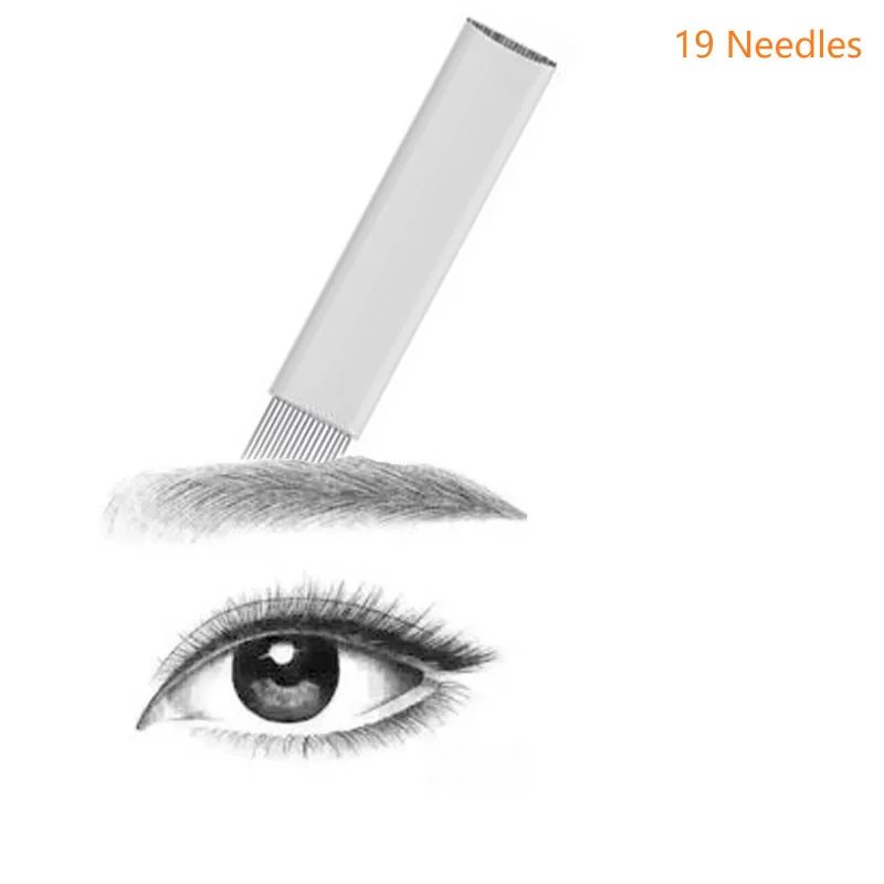 Татуажные иглы для перманентного макияжа лезвия тату 100 шт. 19Pin 3D вышивка бровей