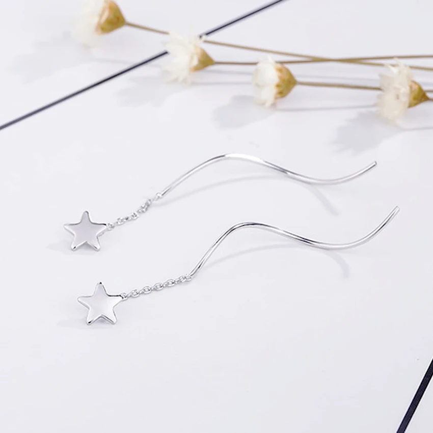 Женские Длинные Двухсторонние серьги Chandler Wave Moon Star корейские с нитью