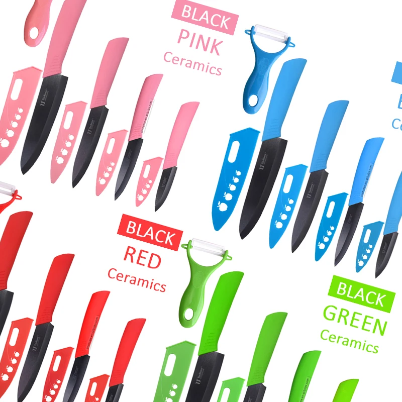 Горячая Распродажа набор керамических ножей с черным лезвием кухонные ножи шеф