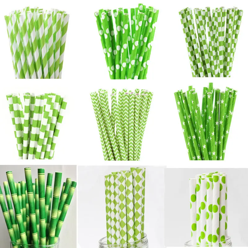 Зеленые бумажные соломинки для дня рождения свадьбы декоративные вечерние чные