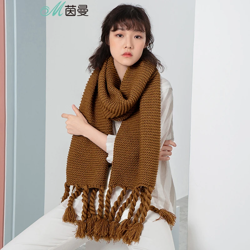 Женский корейский плотный шарф INMAN весенне-осенний однотонный модный |