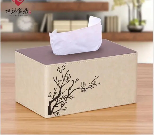 small plum blossom A Высококачественный pu кожаный держатель для бумажных полотенец pu кожаные коробки для салфеток Авто Декор для интерьера чехол для полотенец органайзер для носового платка - Цвет: small plum blossom A