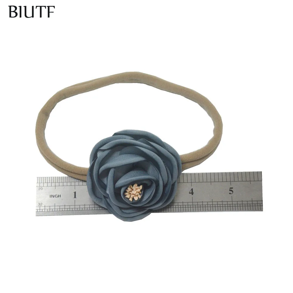 Набор из 3 красивых сгоревших атласных цветов нейлоновая повязка на голову