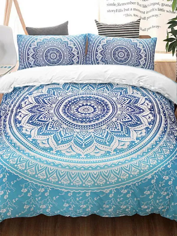 New Tribal Flowers Mandala 3 pieces Duvet Cover Set &amp Pillowcases White Bedding Bed linens | Дом и сад