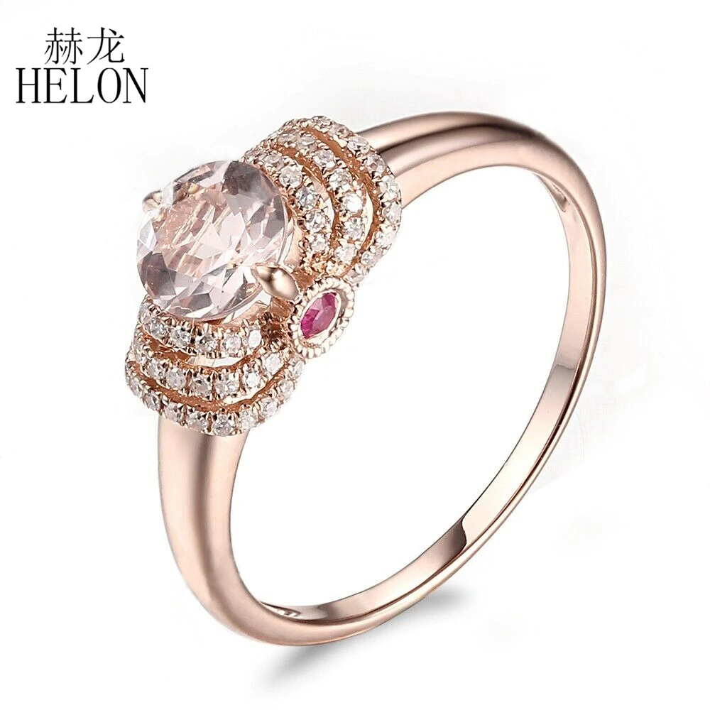 HELON однотонное 14 к розовое золото безупречное 6 мм круглый 1 0 карат бриллианты
