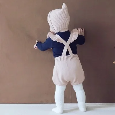 Детский Трикотажный Хлопковый комбинезон с оборками|girls overalls|overalls girlsbaby knit overalls |
