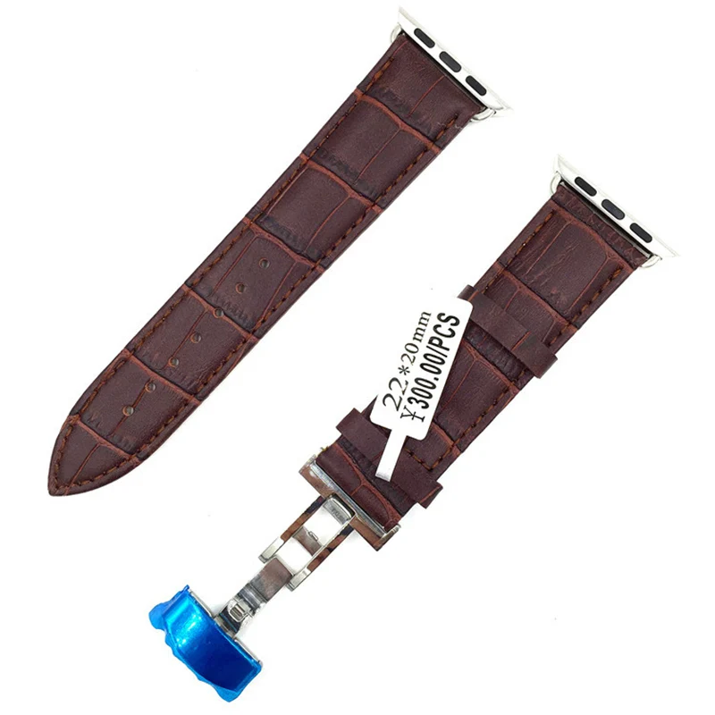 New Genuine Leather Wathcband Butterfly buckle for Apple iWatch Women 38mm 42mm Width Watch Bnad Strap Mens Free shipping | Наручные часы