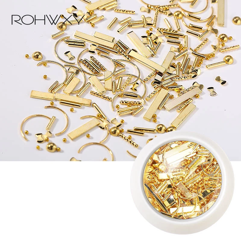 ROHWXY золотые полые украшения для дизайна ногтей 3D металлические Смешанные