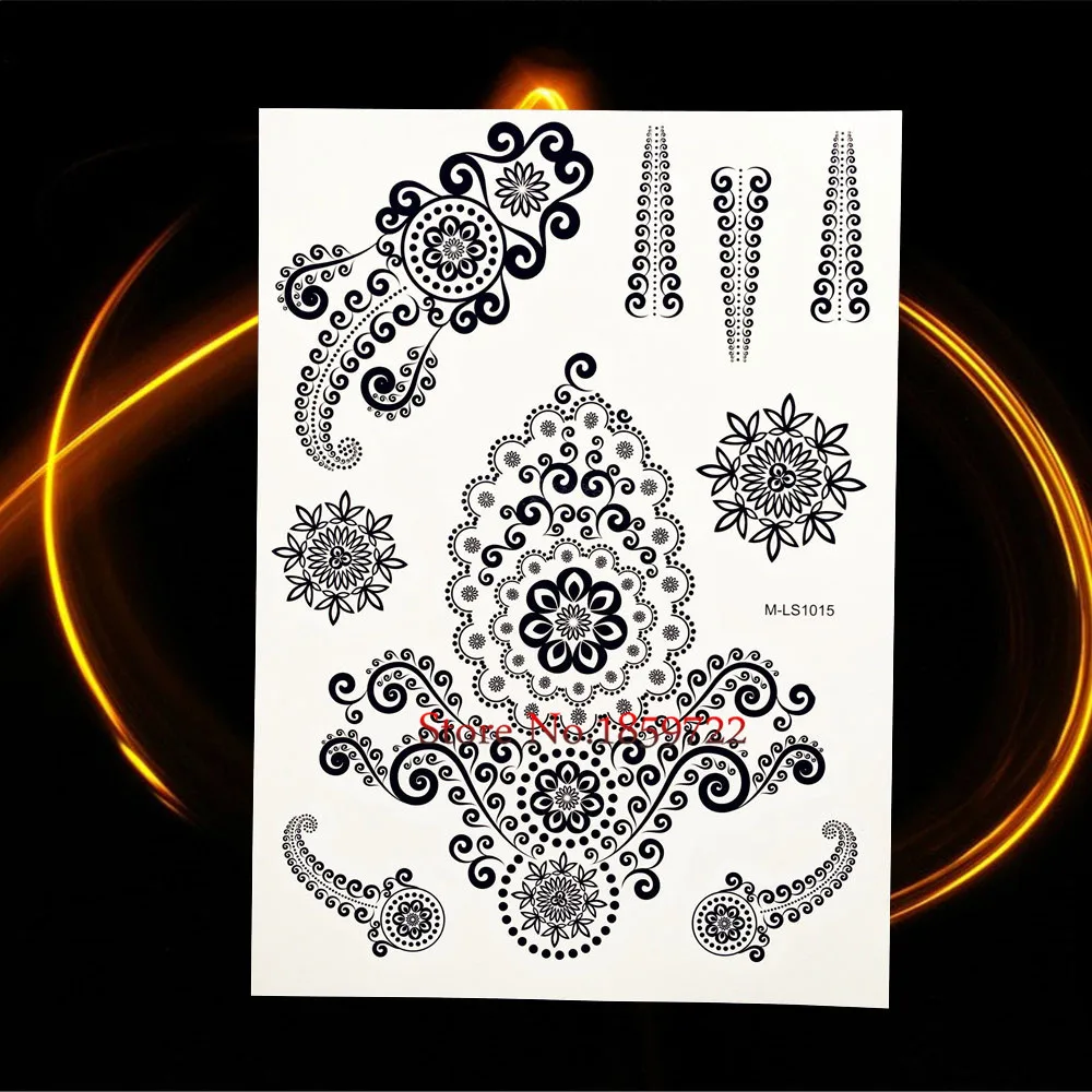 1 шт. нетоксичный водонепроницаемый хна тату черный Менди цветок ювелирный