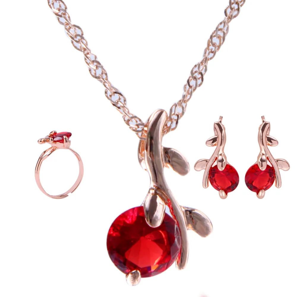 Женский ювелирный комплект из колье и серёг с красным кристаллом|necklace energy|necklace